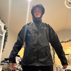 Columbia Men's Dark Hooded Raincoat